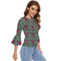 Retro 1880s Flowers Pattern 3 Bell Sleeve Top View3
