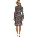 Retro 1880s Flowers Pattern 3 Long Sleeve Shirt Collar A-Line Dress View4