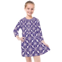 Royal Fractal Pattern 4 Kids  Quarter Sleeve Shirt Dress