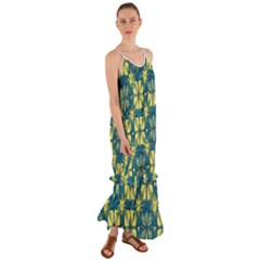 Royal Fractal Pattern 2 Cami Maxi Ruffle Chiffon Dress