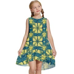 Royal Fractal Pattern 2 Kids  Frill Swing Dress