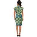 Royal Fractal Pattern 2 Vintage Frill Sleeve V-Neck Bodycon Dress View4