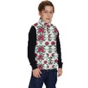 Retro 1880s Flowers Pattern 2 Kid s Button Up Puffer Vest View3