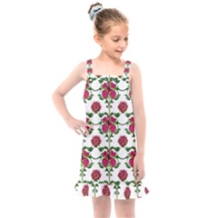 Retro 1880s Flowers Pattern 2 Kids  Overall Dress