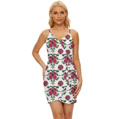 Retro 1880s Flowers Pattern 2 Wrap Tie Front Dress