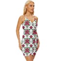Retro 1880s Flowers Pattern 2 Wrap Tie Front Dress View3
