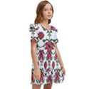 Retro 1880s Flowers Pattern 2 Kids  Frilly Sleeves Pocket Dress View2