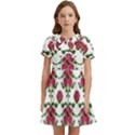 Retro 1880s Flowers Pattern 2 Kids  Bow Tie Puff Sleeve Dress View1