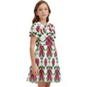Retro 1880s Flowers Pattern 2 Kids  Bow Tie Puff Sleeve Dress View2