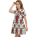 Retro 1880s Flowers Pattern 2 Kids  Bow Tie Puff Sleeve Dress View3