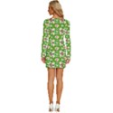 Retro 1880s Flowers Pattern 4 Long Sleeve Square Neck Bodycon Velvet Dress View4