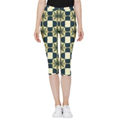 Royal Fractal Pattern Inside Out Lightweight Velour Capri Leggings 