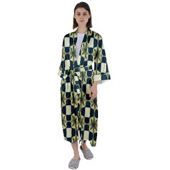 Royal Fractal Pattern Maxi Satin Kimono