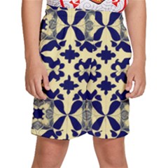 Royal Fractal Pattern 3 Kids  Basketball Shorts