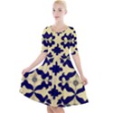 Royal Fractal Pattern 3 Quarter Sleeve A-Line Dress With Pockets View1