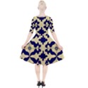 Royal Fractal Pattern 3 Quarter Sleeve A-Line Dress With Pockets View2
