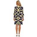 Royal Fractal Pattern 3 Women s Round Neck Long Sleeve Bow Deco Dress View4