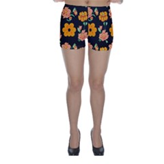 Retro 40s 50s Flowers Pattern Halloween 3 Skinny Shorts