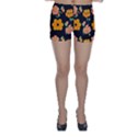 Retro 40s 50s Flowers Pattern Halloween 3 Skinny Shorts View1