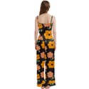 Retro 40s 50s Flowers Pattern Halloween 3 Spaghetti Top Long Pants Satin Pajamas Set View4