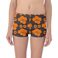 Retro 40s 50s Flowers Pattern Halloween 2 Reversible Boyleg Bikini Bottoms