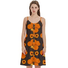 Retro 40s 50s Flowers Pattern Halloween 2 Women s Spaghetti Strap Pullover Cami Dress