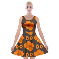 Retro 40s 50s Flowers Pattern Halloween 2 Velvet Skater Dress