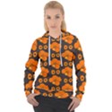 Retro 40s 50s Flowers Pattern Halloween 2 Women s Overhead Hoodie View1