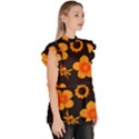 Retro 40s 50s Flowers Pattern Halloween Ruffle Collar Short Sleeve Chiffon Top View3