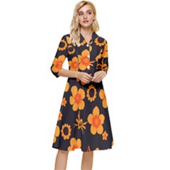 Retro 40s 50s Flowers Pattern Halloween Classy Knee Length Dress