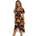 Retro 40s 50s Flowers Pattern Halloween Women s Kimono Wrap Satin Dress View2
