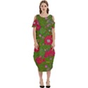 Mid Century Retro Floral 1970s 1960s Pattern 88 Cold Shoulder Loose Fit Dress With Pockets View1
