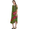 Mid Century Retro Floral 1970s 1960s Pattern 88 Cold Shoulder Loose Fit Dress With Pockets View2
