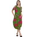 Mid Century Retro Floral 1970s 1960s Pattern 88 Cold Shoulder Loose Fit Dress With Pockets View3