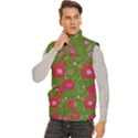 Mid Century Retro Floral 1970s 1960s Pattern 88 Men s High Neck Button Up Puffer Vest View2
