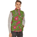 Mid Century Retro Floral 1970s 1960s Pattern 88 Men s High Neck Button Up Puffer Vest View3
