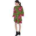 Mid Century Retro Floral 1970s 1960s Pattern 88 V-Neck Flare Sleeve Mini Dress View2