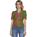 Mid Century Retro Floral 1970s 1960s Pattern 88 Puffed Short Sleeve Button Up Jacket View1