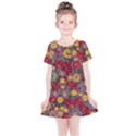 Mid Century Retro Floral 1970s 1960s Pattern 90 Kids  Simple Cotton Dress View1