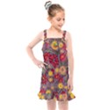 Mid Century Retro Floral 1970s 1960s Pattern 90 Kids  Overall Dress View1