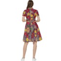 Mid Century Retro Floral 1970s 1960s Pattern 90 Short Sleeve Waist Detail Dress View2