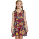 Mid Century Retro Floral 1970s 1960s Pattern 90 Kids  Sleeveless Tiered Mini Dress View1
