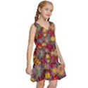 Mid Century Retro Floral 1970s 1960s Pattern 90 Kids  Sleeveless Tiered Mini Dress View3