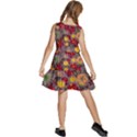 Mid Century Retro Floral 1970s 1960s Pattern 90 Kids  Sleeveless Tiered Mini Dress View4