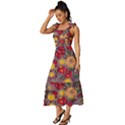 Mid Century Retro Floral 1970s 1960s Pattern 90 Tie-Strap Tiered Midi Chiffon Dress View2