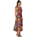 Mid Century Retro Floral 1970s 1960s Pattern 90 Tie-Strap Tiered Midi Chiffon Dress View3