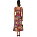 Mid Century Retro Floral 1970s 1960s Pattern 90 Tie-Strap Tiered Midi Chiffon Dress View4