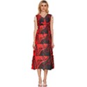 Red Yin Yang Dragons V-Neck Drawstring Shoulder Sleeveless Maxi Dress View1