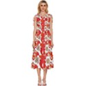 Mid Century Retro Floral 1970s 1960s Pattern 91 V-Neck Drawstring Shoulder Sleeveless Maxi Dress View1