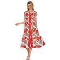Mid Century Retro Floral 1970s 1960s Pattern 91 V-Neck Drawstring Shoulder Sleeveless Maxi Dress View2